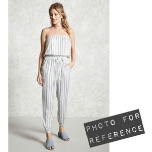 FOREVER 21 Contemporary Striped Jumpsuit